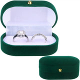Velvet Couple Ring Box Double Ring Earrings Holder Display