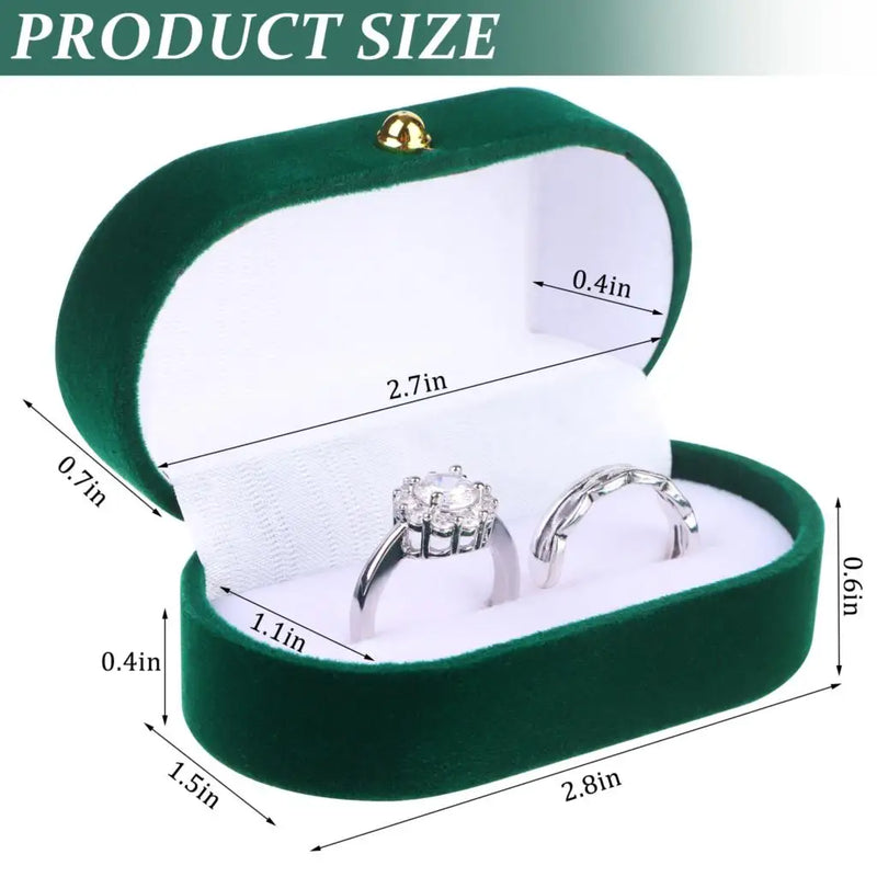 Velvet Couple Ring Box Double Ring Earrings Holder Display