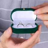 Velvet Couple Ring Box Double Ring Earrings Holder Display