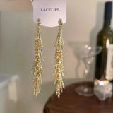 S925 Silver Bone Tassel Earrings Party Fine Jewelry Gift