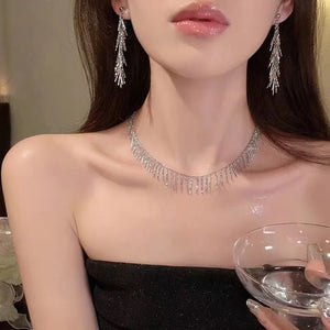 S925 Silver Bone Tassel Earrings Party Fine Jewelry Gift