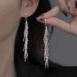 S925 Silver Bone Tassel Earrings Party Fine Jewelry Gift