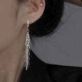 S925 Silver Bone Tassel Earrings Party Fine Jewelry Gift