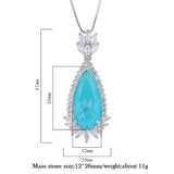 Vintage 12x26mm Emerald Paraiba Tourmaline Pendant Necklace for Women
