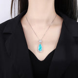 Vintage 12x26mm Emerald Paraiba Tourmaline Pendant Necklace for Women