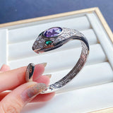 Vintage Purple Zirconia Snake Bracelet for Women