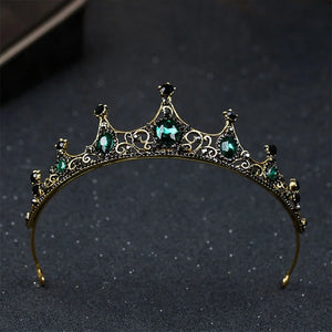 Green Crystal Bridal Headband Wedding Tiara Hairband Pearl Hair Clamp