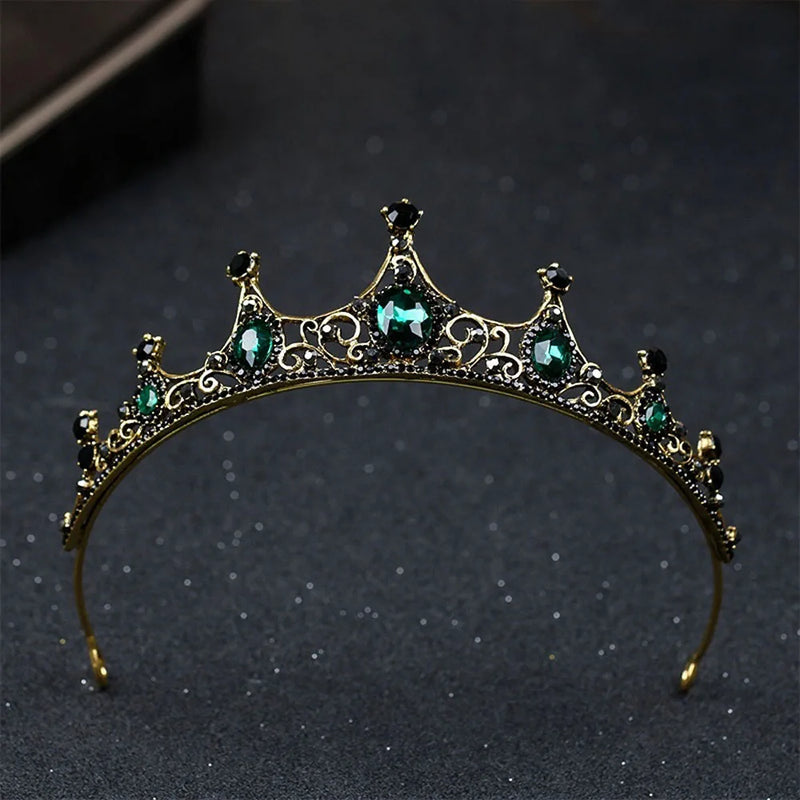 Green Crystal Bridal Headband Wedding Tiara Hairband Pearl Hair Clamp