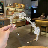 Green Crystal Bridal Headband Wedding Tiara Hairband Pearl Hair Clamp