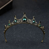 Green Crystal Bridal Headband Wedding Tiara Hairband Pearl Hair Clamp