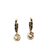 Vintage Number 5 Pearl Hoop Earrings Accessories for Girls