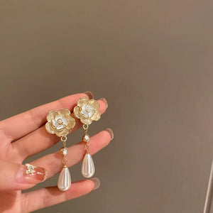 Vintage Number 5 Pearl Hoop Earrings Accessories for Girls