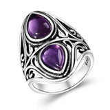 Vintage Amethyst Ring 925 Silver Wedding Party Jewelry