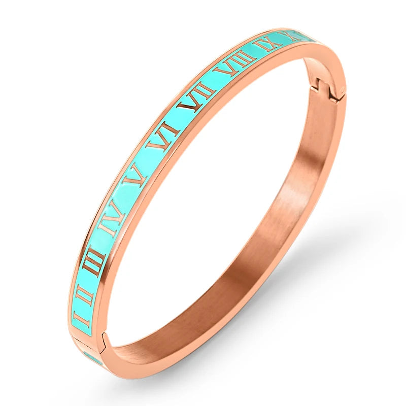 Vintage Roman Letter Bangles Steel Jewelry