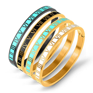 Vintage Roman Letter Bangles Steel Jewelry