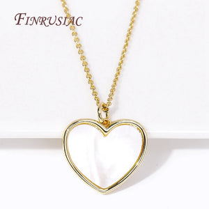 Vintage Sweet Love Pendant Necklace 18K Plated Geometric Pearl Heart Charms