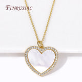 Vintage Sweet Love Pendant Necklace 18K Plated Geometric Pearl Heart Charms