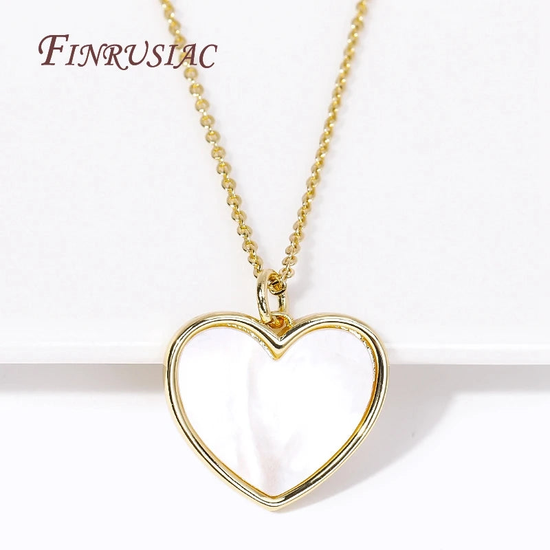Vintage Sweet Love Pendant Necklace 18K Plated Geometric Pearl Heart Charms