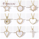 Vintage Sweet Love Pendant Necklace 18K Plated Geometric Pearl Heart Charms