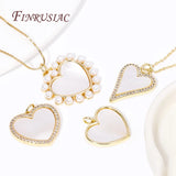 Vintage Sweet Love Pendant Necklace 18K Plated Geometric Pearl Heart Charms