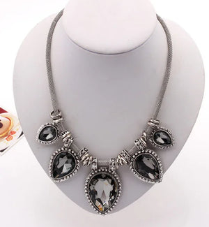 Vintage Crystal Choker Necklace Chunky Statement Maxi Necklaces