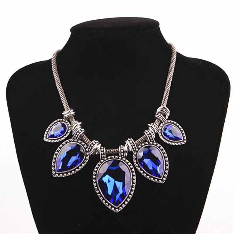 Vintage Crystal Choker Necklace Chunky Statement Maxi Necklaces