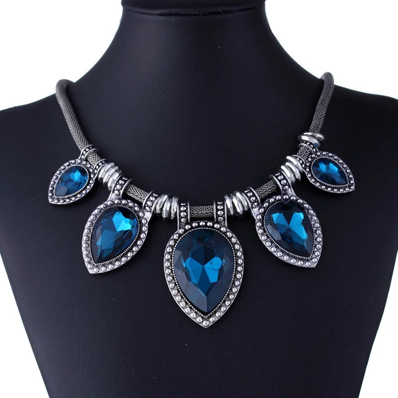 Vintage Crystal Choker Necklace Chunky Statement Maxi Necklaces