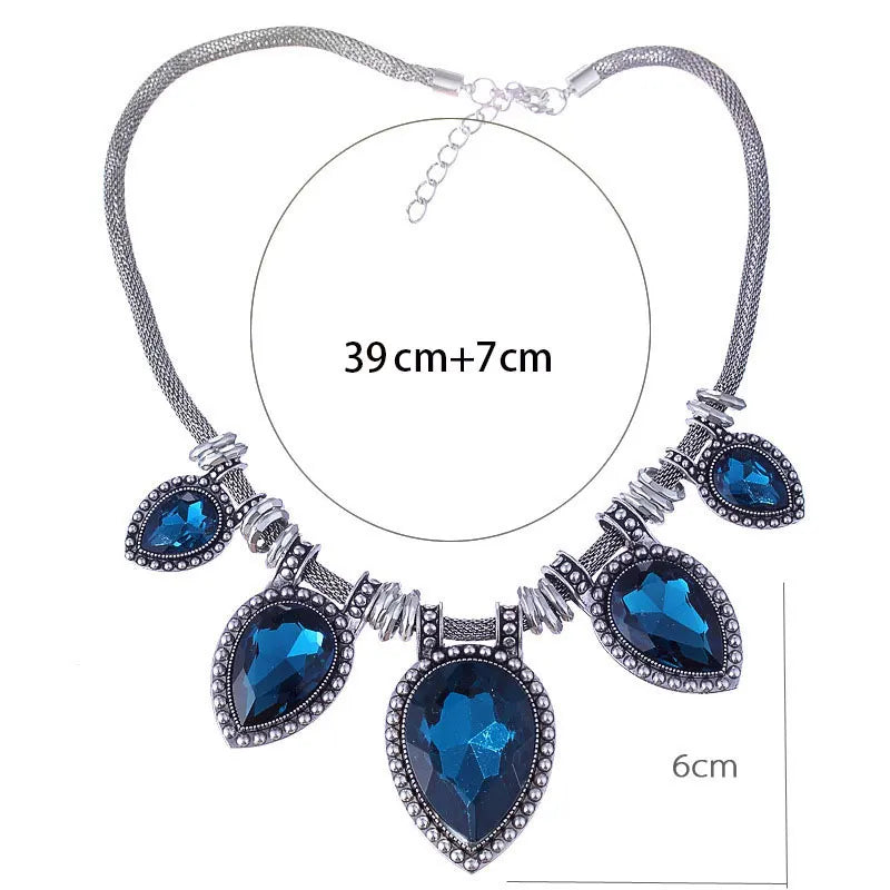 Vintage Crystal Choker Necklace Chunky Statement Maxi Necklaces