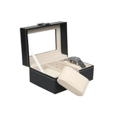 Watch Box 3 Grids Slots PVC Leather Case Jewelry Storage