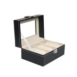 Watch Box 3 Grids Slots PVC Leather Case Jewelry Storage