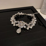 Crystal Choker Necklaces with Pearl Pendant