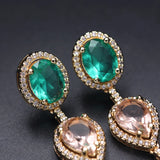 Green Crystal Water Drop Earrings MultiColor Ear Line Earring
