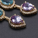 Green Crystal Water Drop Earrings MultiColor Ear Line Earring