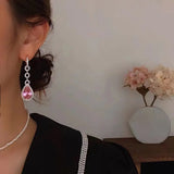 Pink Diamond Dangle Earrings 925 Sterling Silver Wedding Bridal Jewelry