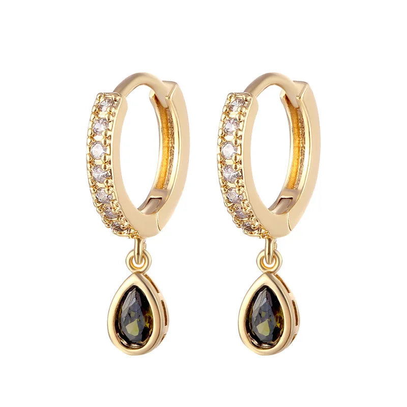 Water Drop Zircon Hoop Earrings for Women Wedding Jewelry