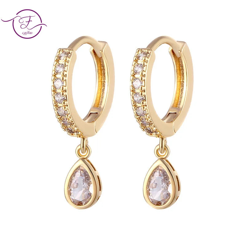 Water Drop Zircon Hoop Earrings for Women Wedding Jewelry