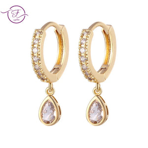 Water Drop Zircon Hoop Earrings for Women Wedding Jewelry