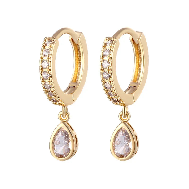 Water Drop Zircon Hoop Earrings for Women Wedding Jewelry