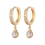 Water Drop Zircon Hoop Earrings for Women Wedding Jewelry