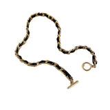 Leather Chain Necklace Stainless Steel Choker Z291