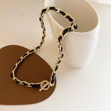 Leather Chain Necklace Stainless Steel Choker Z291