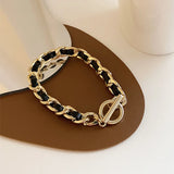 Leather Chain Necklace Stainless Steel Choker Z291