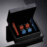 Wooden Square Cufflinks Tie Clip Set