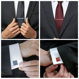 Wooden Square Cufflinks Tie Clip Set