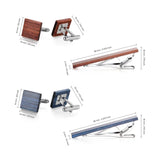 Wooden Square Cufflinks Tie Clip Set