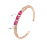 Vintage Ruby Stone Rose Cuff Bracelet for Women, Party Fine Jewelry Gift
