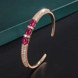 Vintage Ruby Stone Rose Cuff Bracelet for Women, Party Fine Jewelry Gift