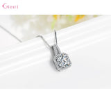 925 Silver CZ Bridal Jewelry Set Pendant Necklace Earrings