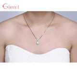 925 Silver CZ Bridal Jewelry Set Pendant Necklace Earrings
