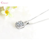 925 Silver CZ Bridal Jewelry Set Pendant Necklace Earrings